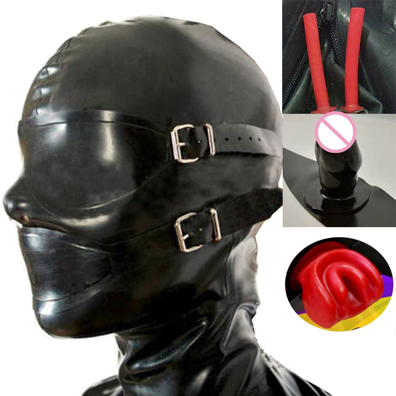 Custom Latex Hood with Blindfold and Variety of Options