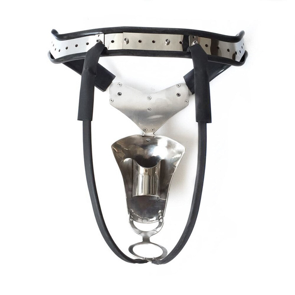Male Chastity Belt Stainless Steel (Optional Posture Collar)