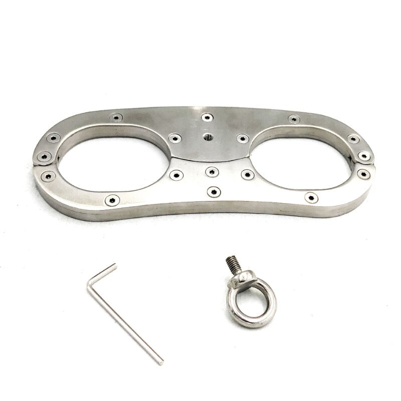Solid Heavy Duty Stainless Steel Handcuffs and Collar Set