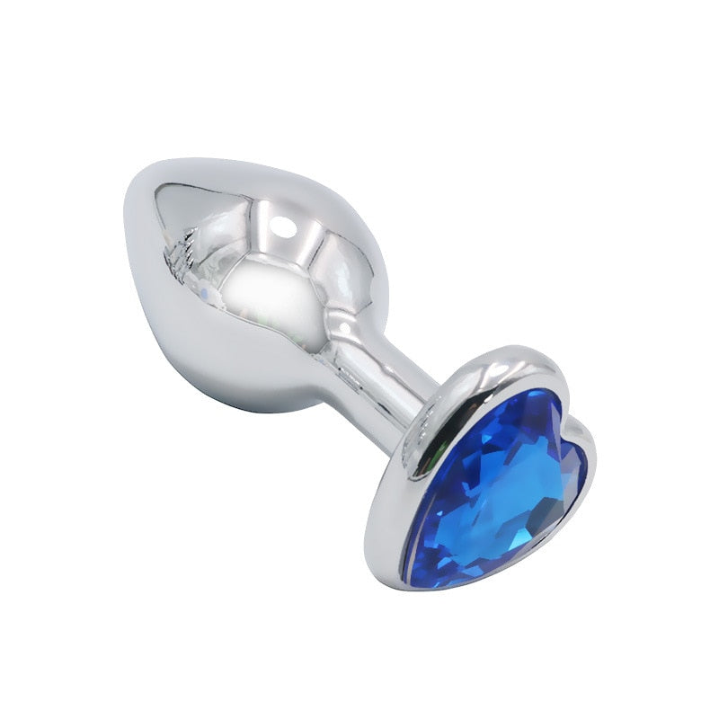 Crystal Heart Anal Plug S-L Stainless Steel - Selection of Colours