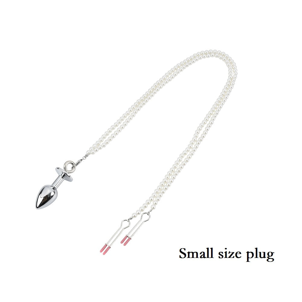 Butt Plug with Nipple Clamp Chains - Colour and Size Variety