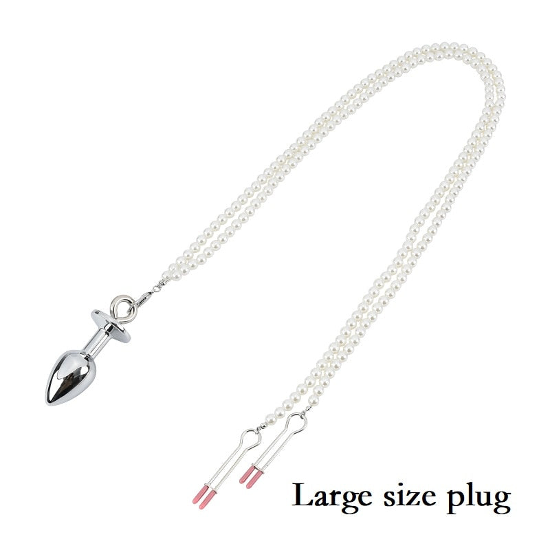 Butt Plug with Nipple Clamp Chains - Colour and Size Variety