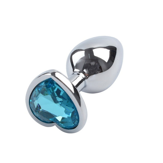 Crystal Heart Anal Plug S-L Stainless Steel - Selection of Colours