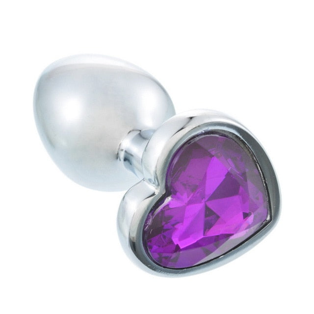 Crystal Heart Anal Plug S-L Stainless Steel - Selection of Colours